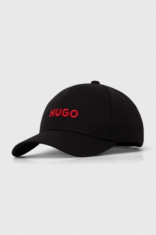 HUGO czapka z daszkiem bawełniana aplikacja czarny 50496033