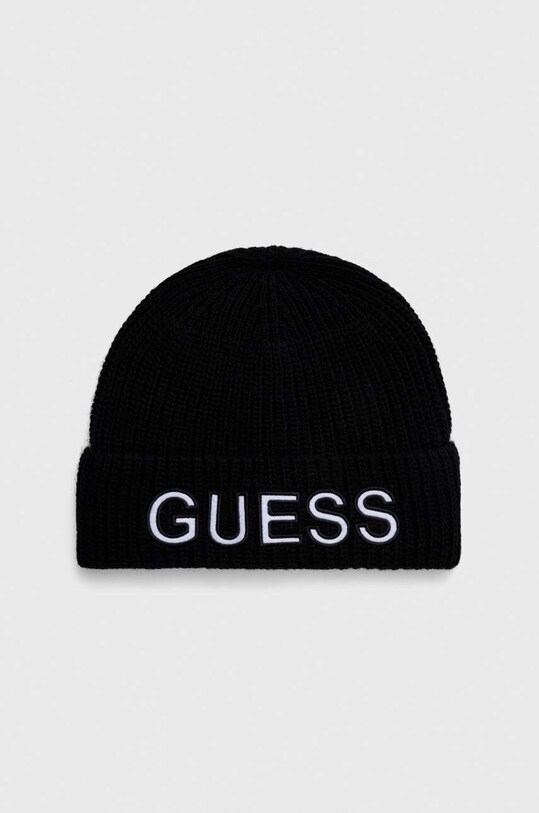 Шапка з домішкою вовни Guess аплікація чорний M3BZ18.Z39B0