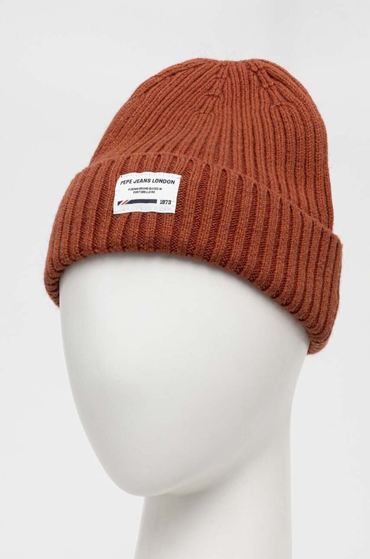 Шапка с вълна Pepe Jeans Griffin PM040531.867 кафяв AW23