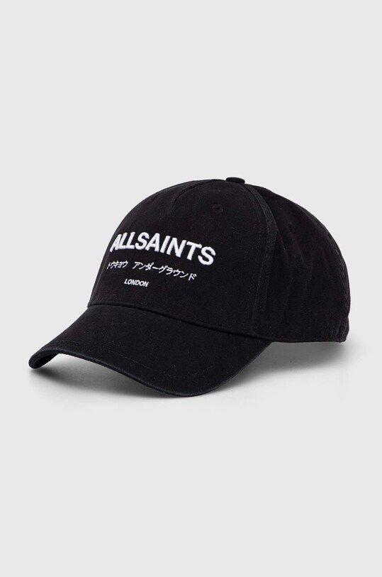 Бавовняна бейсболка AllSaints аплікація чорний AS200634