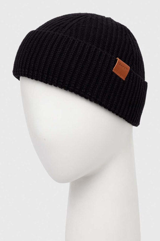Čepice z vlněné směsi Gant 9910020 černá AW23