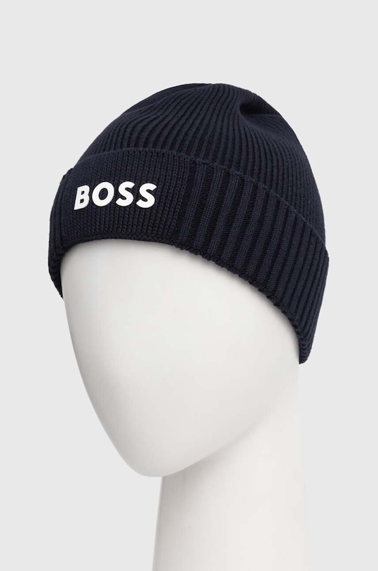 BOSS Green czapka z domieszką wełny BOSS GREEN 50499423 granatowy AW25