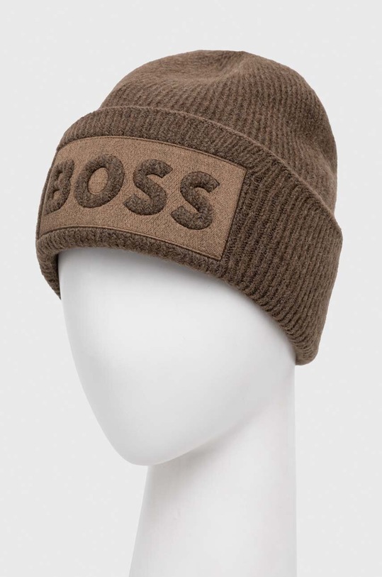 Μάλλινο σκουφί BOSS 50500574 πράσινο AW23
