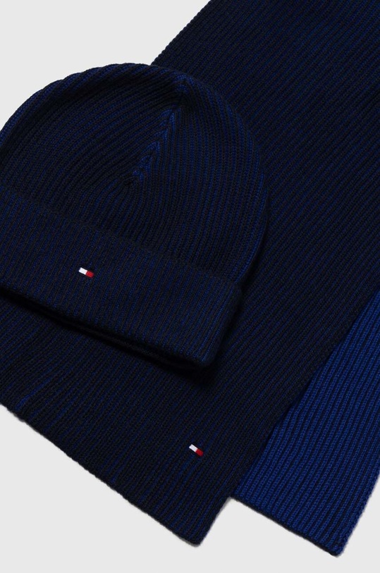 Tommy Hilfiger czapka i szalik z domieszką kaszmiru granatowy AM0AM11624