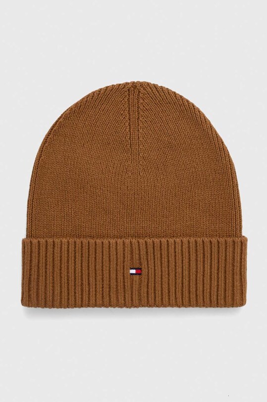 Σκουφί με μείγμα κασμίρ Tommy Hilfiger λεπτή καφέ AM0AM10337