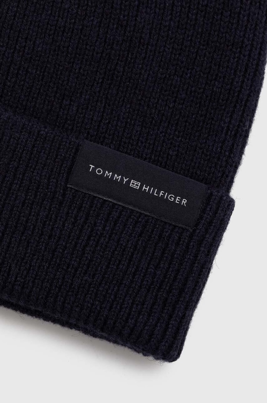 Σκουφί από μείγμα μαλλιού Tommy Hilfiger AM0AM11483 σκούρο μπλε AW23