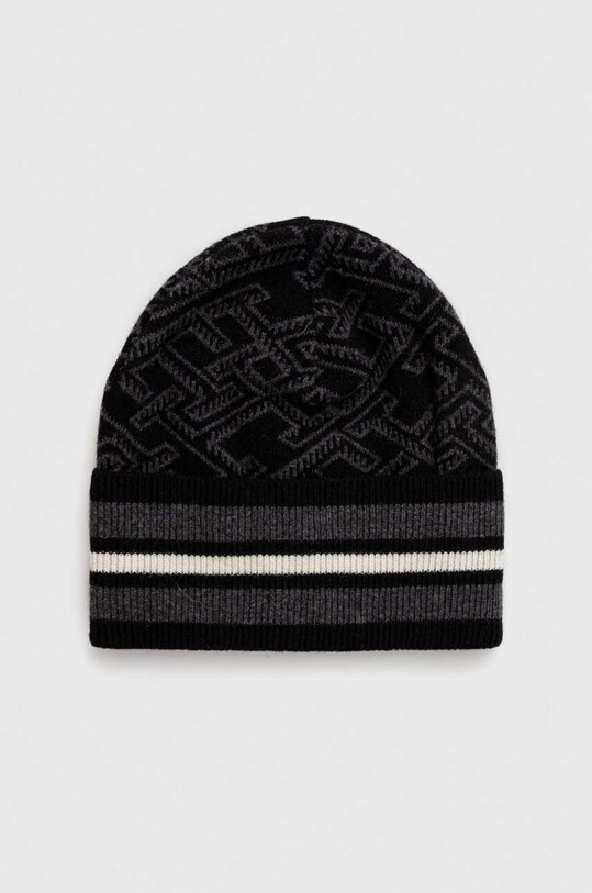 Tommy Hilfiger czapka wełniana wełna czarny AM0AM11499
