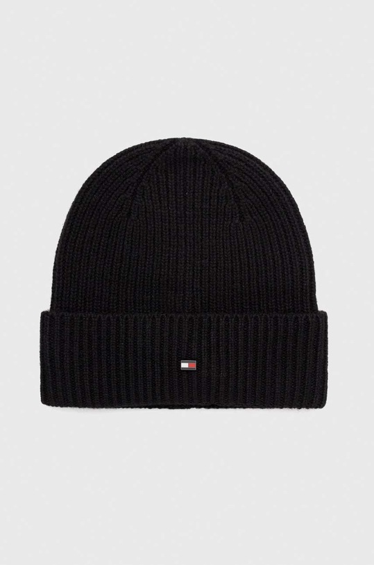 Tommy Hilfiger czapka kaszmirowa wełna czarny AM0AM11508