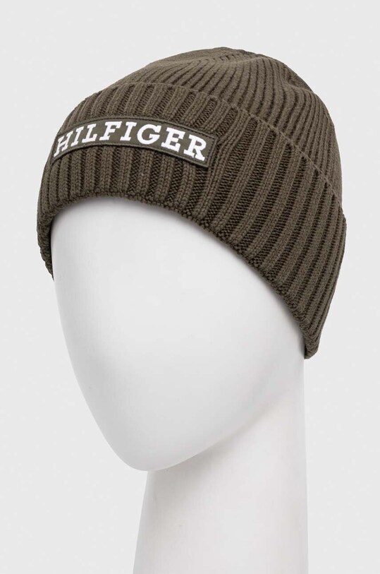 Шапка з домішкою вовни Tommy Hilfiger AM0AM11737 зелений AW23