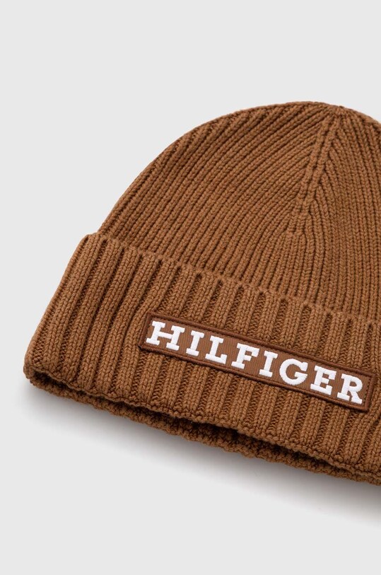 Akcesoria Tommy Hilfiger czapka z domieszką wełny AM0AM11737 brązowy