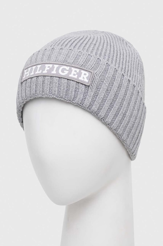 Tommy Hilfiger czapka z domieszką wełny AM0AM11737 szary AW23