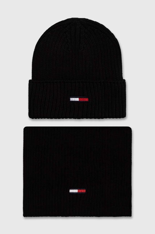 Шапка и шал Tommy Jeans тънък черен AM0AM11677