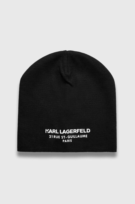 Μάλλινο σκουφί Karl Lagerfeld μαλλί μαύρο 534326.805601
