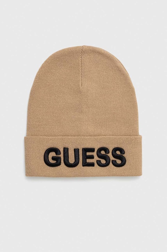 Guess czapka z domieszką wełny z domieszką wełny beżowy AM5027.POL01