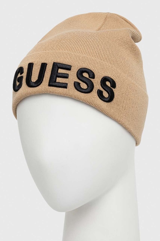 Akcesoria Guess czapka z domieszką wełny AM5027.POL01 beżowy