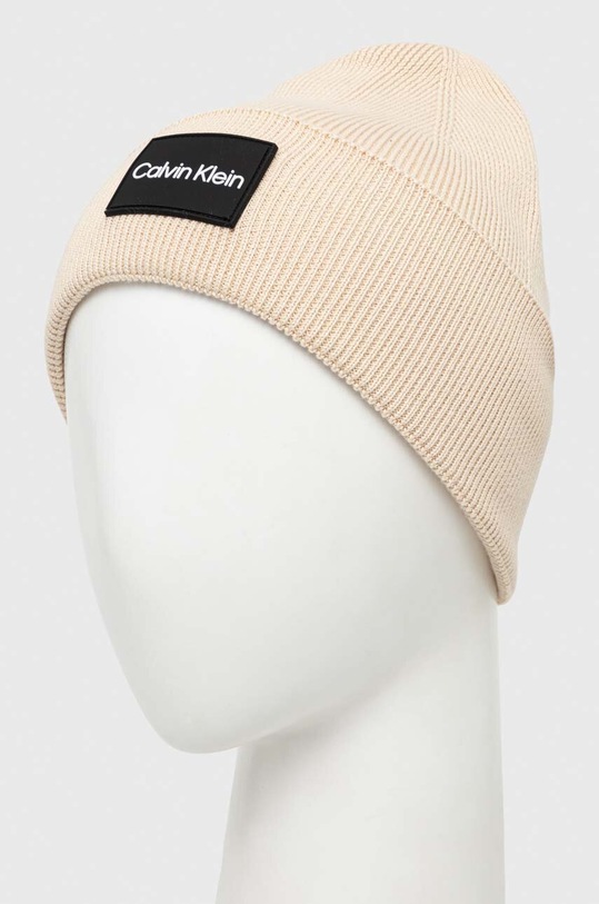 Akcesoria Calvin Klein czapka bawełniana K50K510986 beżowy
