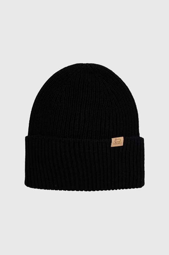 Woolrich czapka wełniana wełna czarny CFWOAC0233MRUF0428