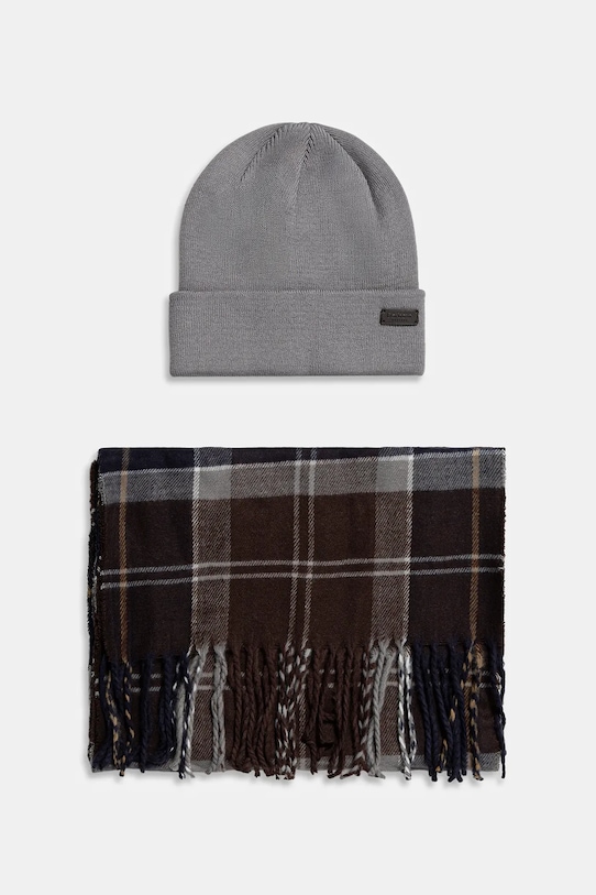 Шапка и шарф Barbour Swinton & Galingale узор серый MGS0079