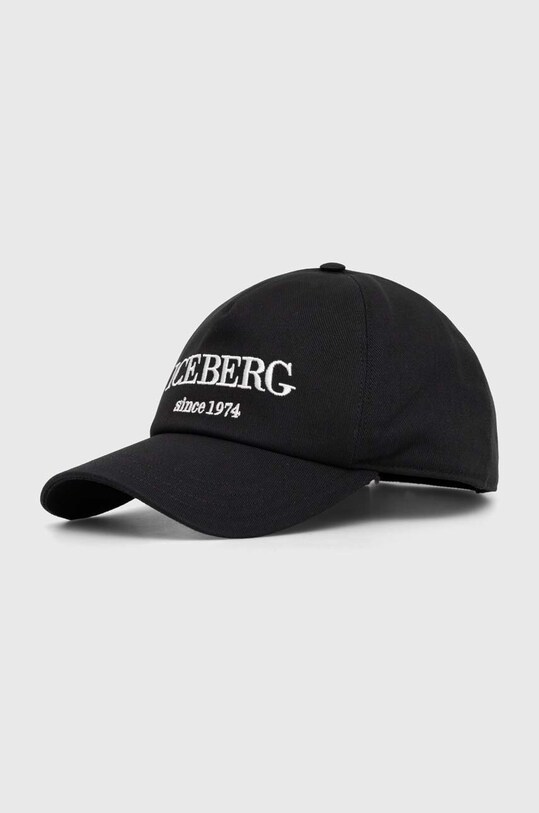Iceberg czapka z daszkiem bawełniana aplikacja czarny 7103.6920