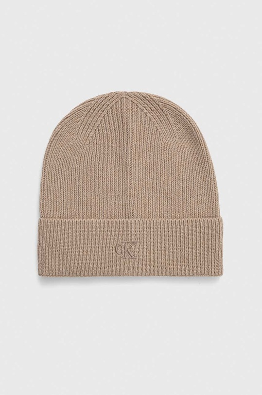 Calvin Klein Jeans czapka z domieszką wełny z domieszką wełny beżowy K50K511158