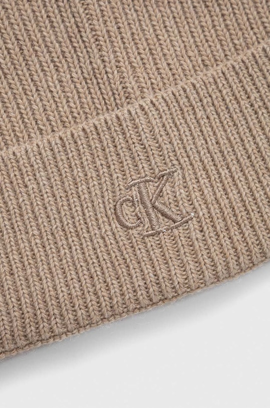 Akcesoria Calvin Klein Jeans czapka z domieszką wełny K50K511158 beżowy