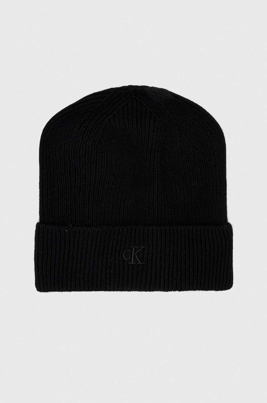 Calvin Klein Jeans czapka z domieszką wełny z domieszką wełny czarny K50K511158