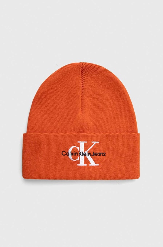 Calvin Klein Jeans czapka bawełniana nadruk pomarańczowy K50K511160