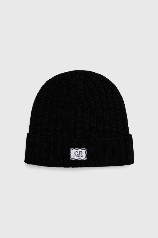 C.P. Company czapka wełniana EXTRAFINE MERINO WOOL LOGO BEANIE