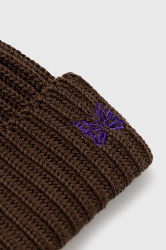 Needles wool beanie Watch Cap Merino Wool NS064 brown SS24