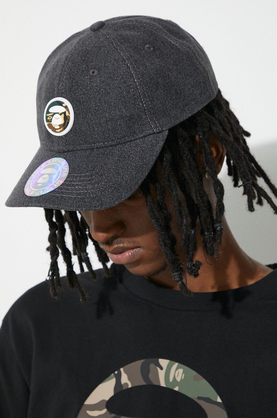 AAPE czapka z daszkiem bawełniana Cotton Denim ACP5222 czarny