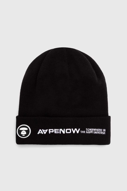 Σκούφος AAPE Solid Color απλικέ μαύρο AHT4866