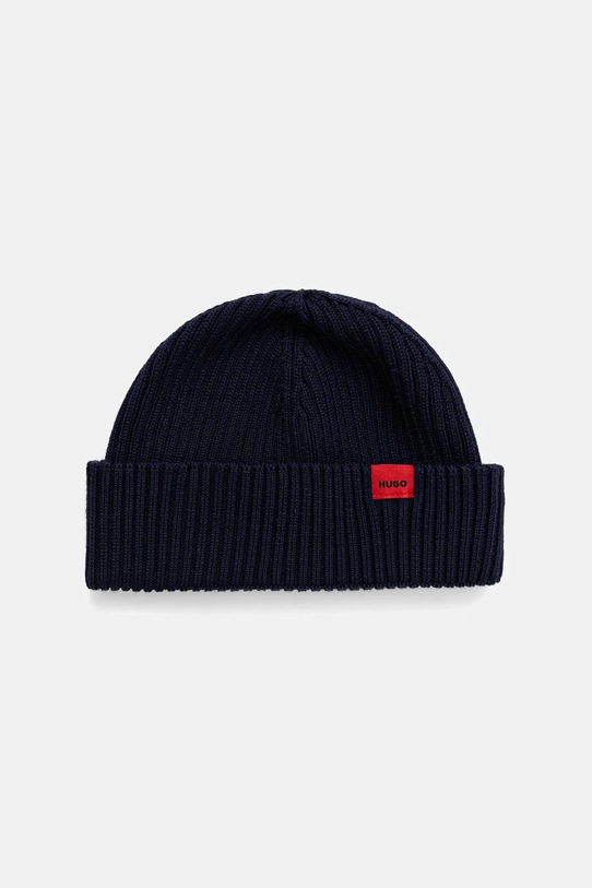 Čiapka s prímesou vlny HUGO stredne hrubá tmavomodrá 50551267
