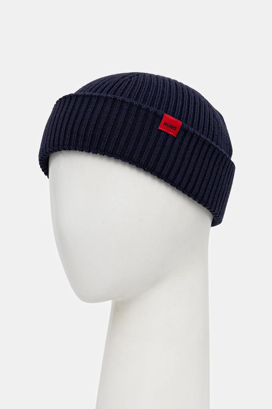 Čiapka s prímesou vlny HUGO 50551267 tmavomodrá AW25