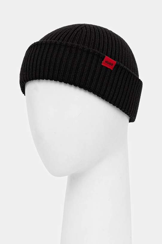 Čiapka s prímesou vlny HUGO 50551267 čierna AW25