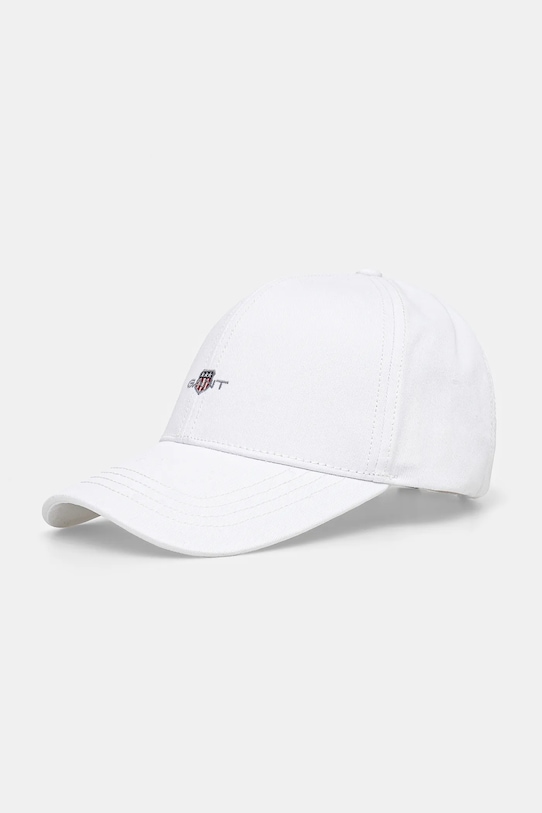 Pamučna kapa sa šiltom Gant natpis bijela 9900110
