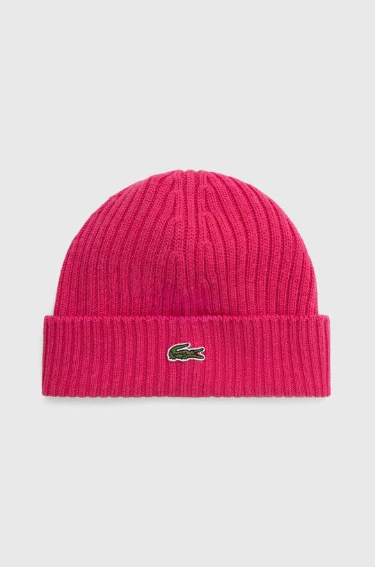 Lacoste wool beanie applique pink RB0001