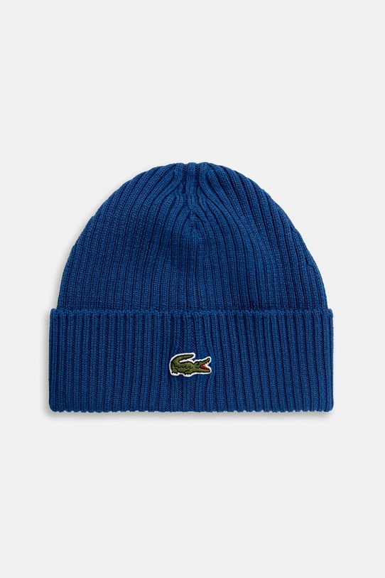 Vlněná čepice Lacoste vlna modrá RB0001