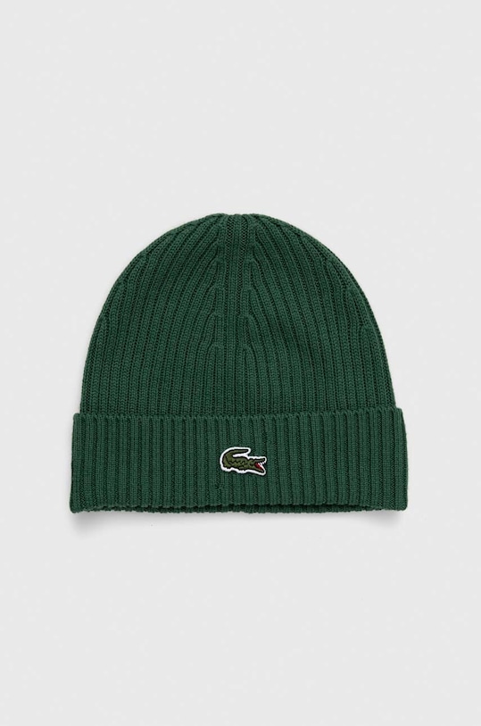 Вовняна шапка Lacoste вовна зелений RB0001