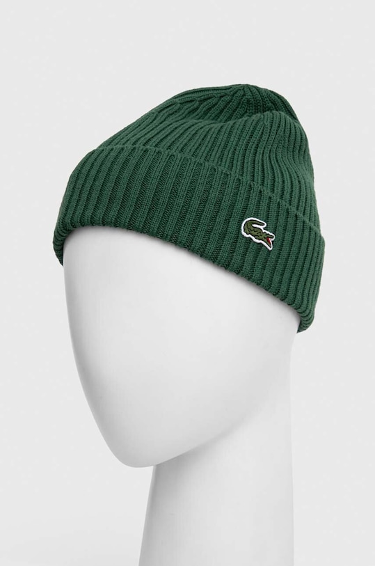 Vlnená čiapka Lacoste RB0001 zelená AW25