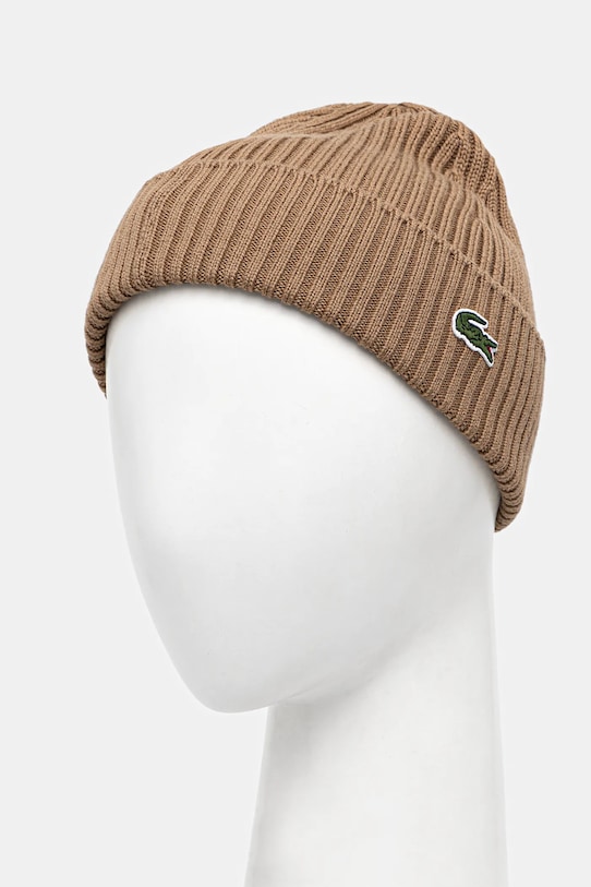 Vlněná čepice Lacoste RB0001 hnědá AW25
