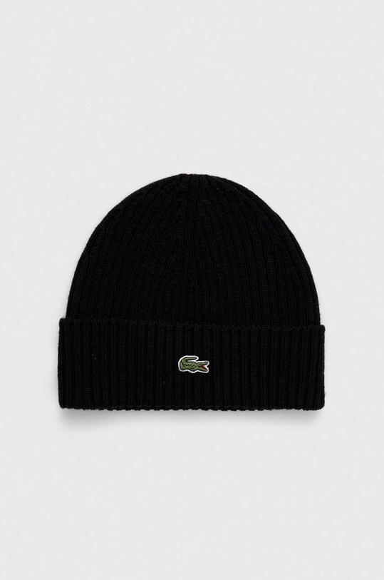 Вълнена шапка Lacoste щампа черен RB0001