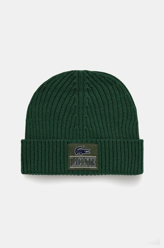 Шерстяная шапка Lacoste шерсть зелёный RB1783