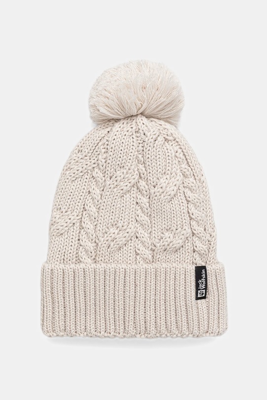 Jack Wolfskin czapka Pompom wełna beżowy 1905092