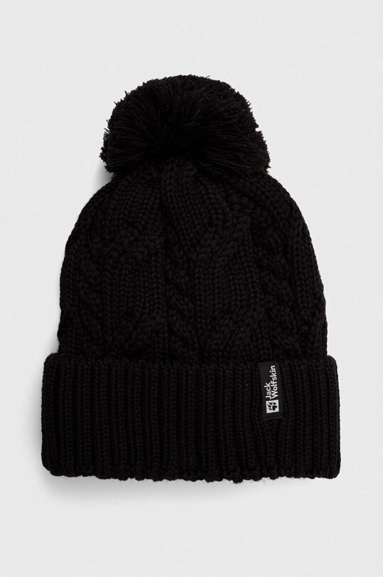 Καπέλο Jack Wolfskin Pompom μαλλί μαύρο 1905092