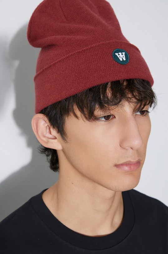 Wood Wood czapka wełniana czerwony 10270810.4068