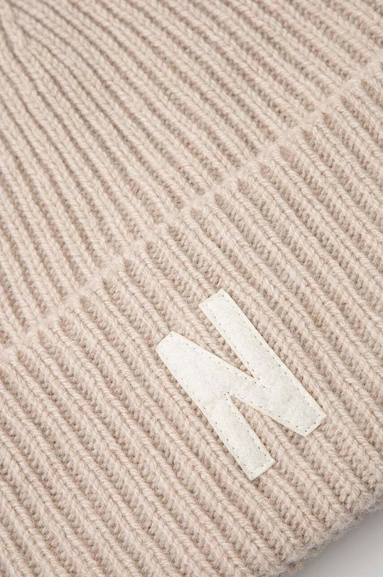 Accesorii Norse Projects căciulă de lână Merino Lambswool Rib N Logo Beanie N95.0953.2064 bej