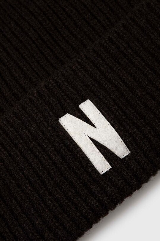 Akcesoria Norse Projects czapka wełniana Merino Lambswool Rib N Logo Beanie N95.0953.1037 brązowy