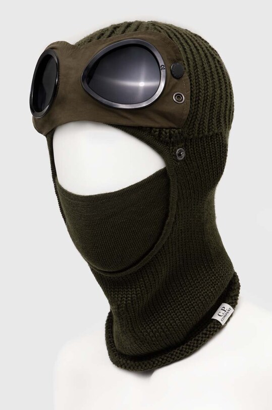 Akcesoria C.P. Company kominiarka wełniana EXTRAFINE MERINO WOOL GOGGLE BALACLAVA 15CMAC301A005509A zielony