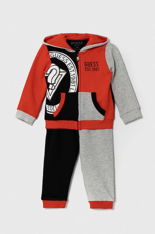 Guess dres bawełniany niemowlęcy nadruk czerwony I3YG11.KA6R3.9BYX