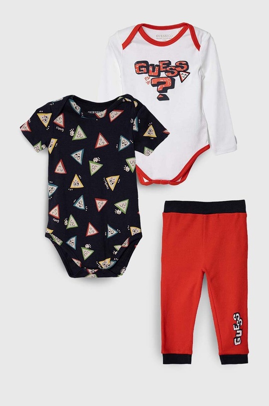Guess komplet bawełniany niemowlęcy wzorzyste czerwony P3YG08.KA6W0.9BYX